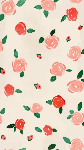 Floral pattern with pink roses