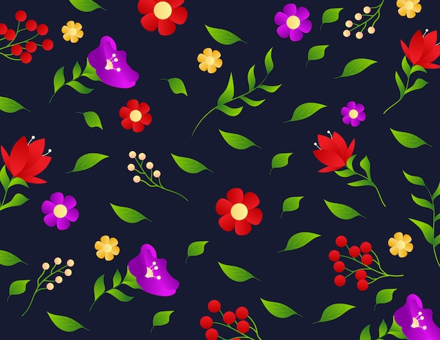 Floral pattern with small flowers and leaves