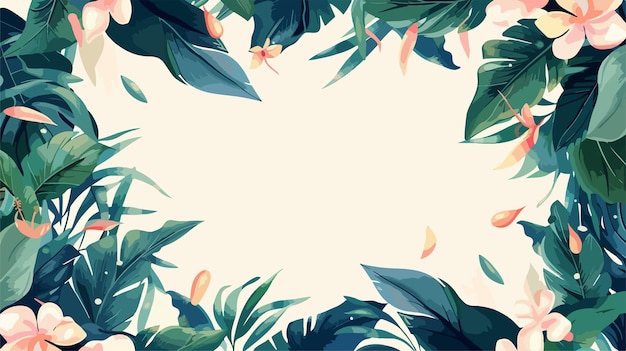 Vector a floral pattern with a tropical leaves and flowers