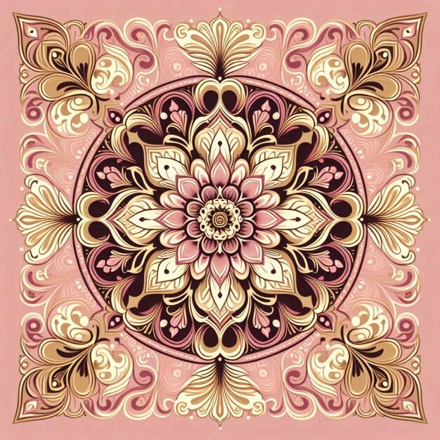 Vector floral patterns in pink and gold