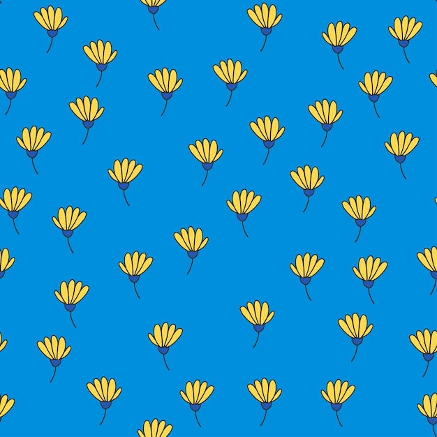 Floral patterns with blue and yellow flowersVector blue and yellow flowers