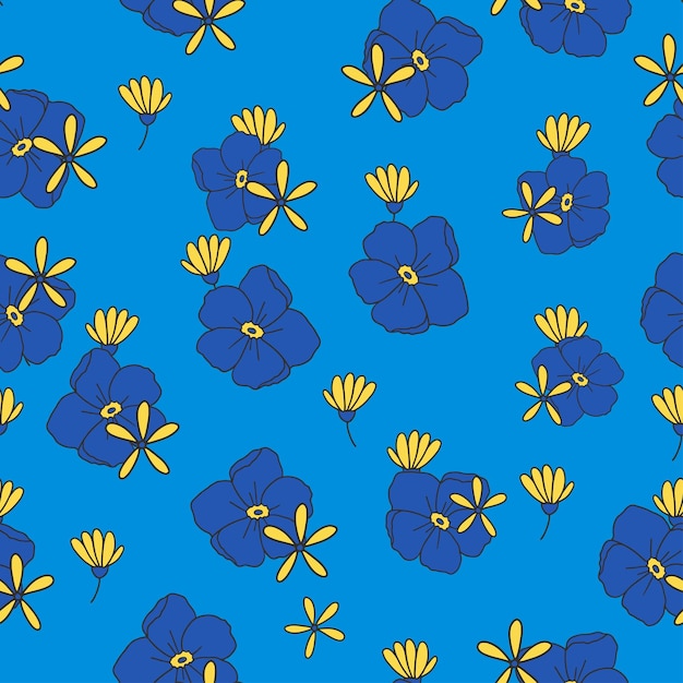 Floral patterns with blue and yellow flowersVector blue and yellow flowers