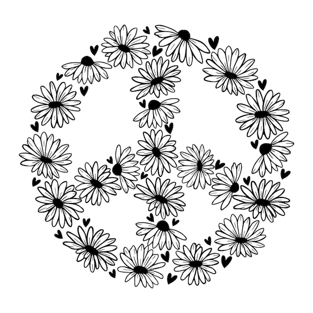 Floral peace symbol Peace sign Daisies in the shape of a symbol of peace