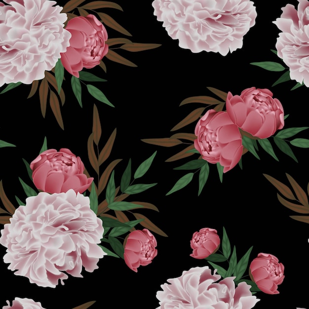 Floral peony seamless pattern