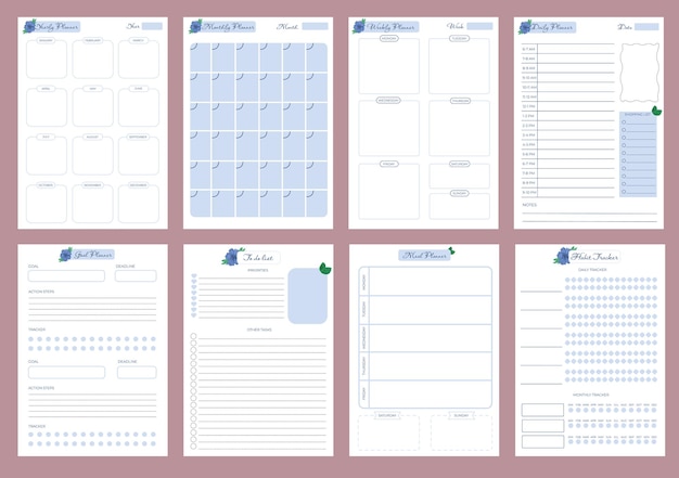 Floral planner templates Weekly monthly and yearly planners To do list goal planner habit tracker