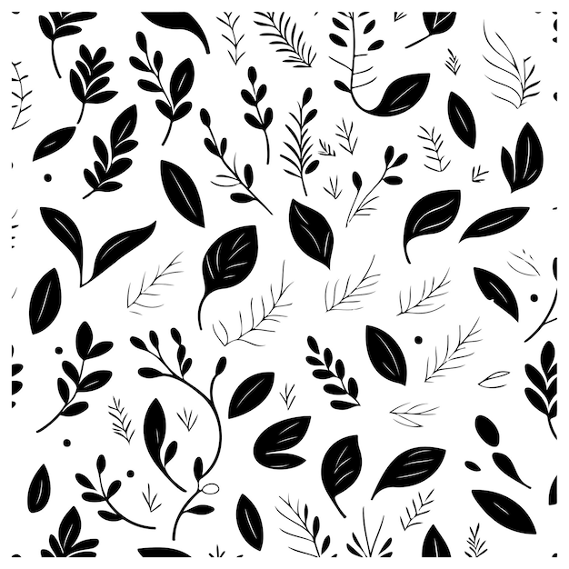 floral plant leaf flower seamless pattern Doodle illustration sketch