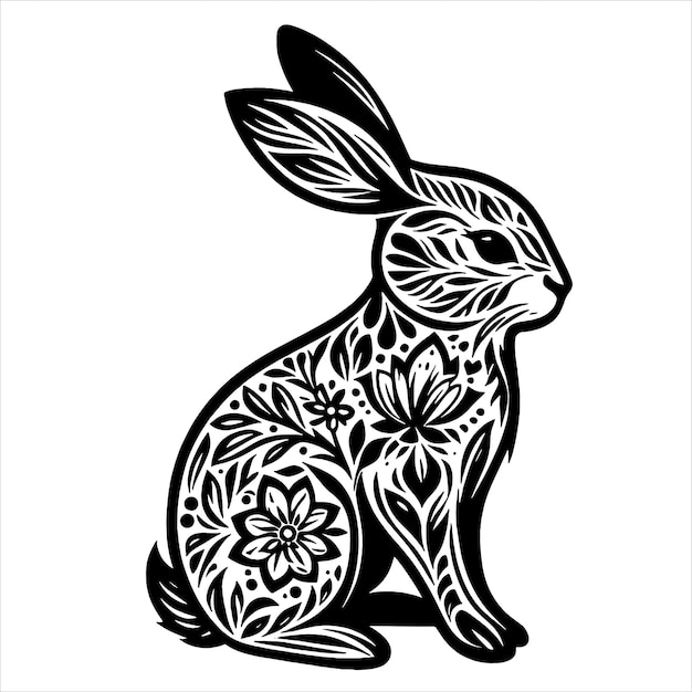 Floral Rabbit Svg