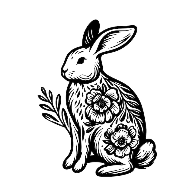 Floral Rabbit Svg