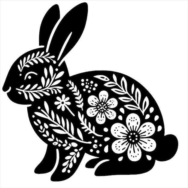 Floral Rabbit Svg