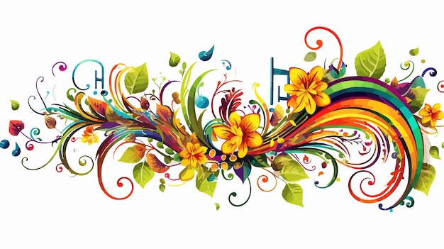 Vector floral reggae style treble clef stock illustration