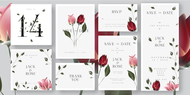 Floral Rose Wedding Save the Date Invitation cards