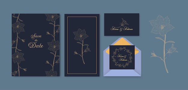 Floral save the date card set