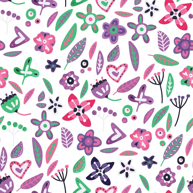 Floral seamless background in flat style