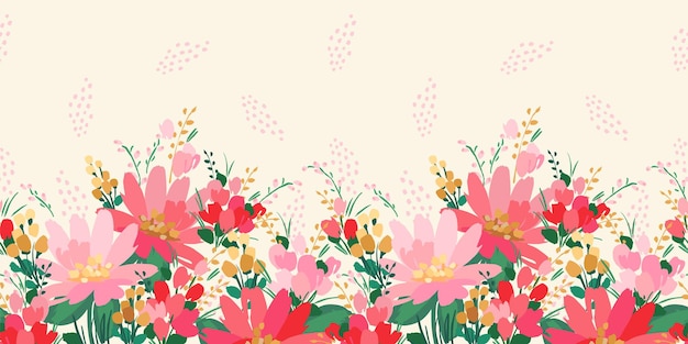 Floral seamless border Vector design for paper cover fabric interior decor and other