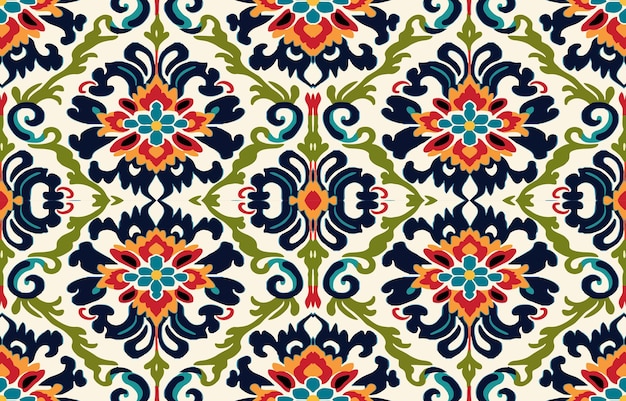 Floral seamless fabric pattern Abstract fabric textile line graphic flower antique Ethnic flowers