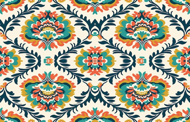 Floral seamless fabric pattern Abstract fabric textile line graphic flower antique Ethnic flowers