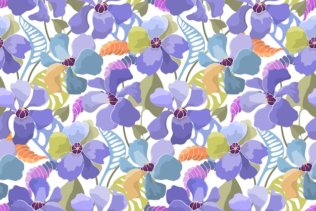   floral seamless pattern. Abstract colorful flowers and leaves in Watercolor style.