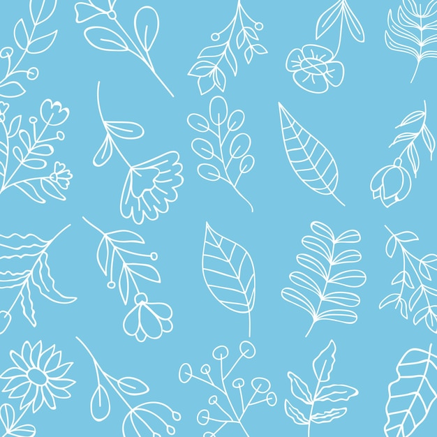 Floral seamless pattern on blue