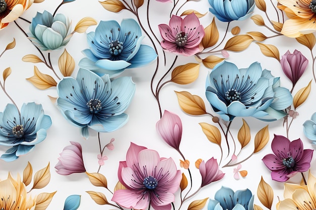 floral seamless pattern Delicate and vibrant blooms dance gracefully across the design creating