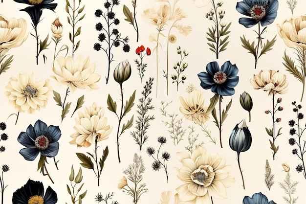 floral seamless pattern Delicate and vibrant blooms dance gracefully across the design creating