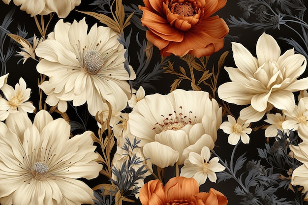 floral seamless pattern Delicate and vibrant blooms dance gracefully across the design creating