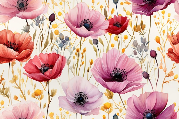 floral seamless pattern Delicate and vibrant blooms dance gracefully across the design creating a