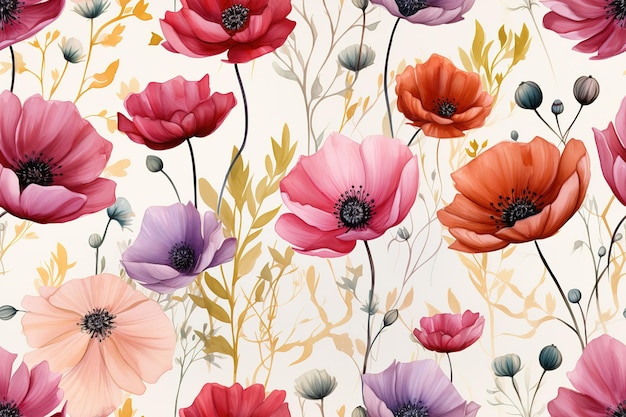 floral seamless pattern Delicate and vibrant blooms dance gracefully across the design creating a