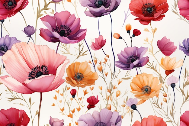 floral seamless pattern Delicate and vibrant blooms dance gracefully across the design creating a