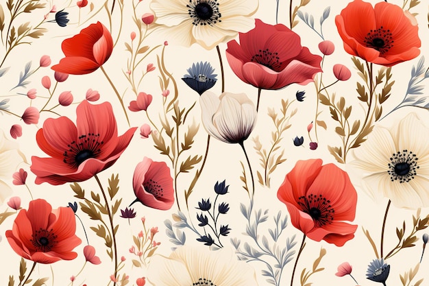 floral seamless pattern Delicate and vibrant blooms dance gracefully across the design creating a