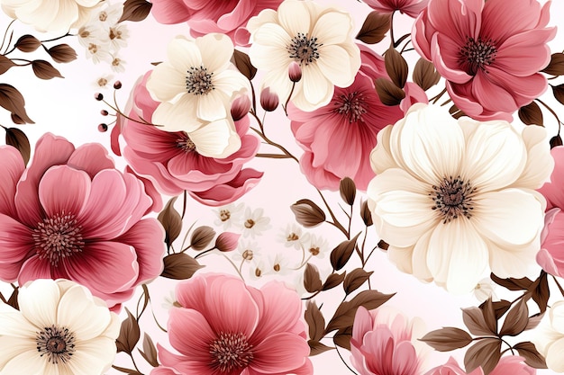 floral seamless pattern Delicate and vibrant blooms dance gracefully across the design creating a