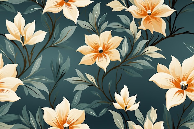 Floral seamless pattern Delicate and vibrant blooms intertwine gracefully forming a captivating an