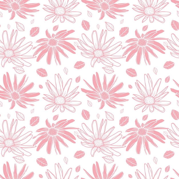 Floral seamless pattern design Pastel pink color vector fabric design