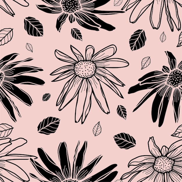 Floral seamless pattern design Pastel pink color vector fabric design