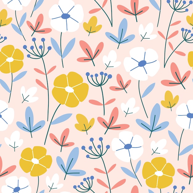 Floral seamless pattern Modern vector design with flowers in pastel colors