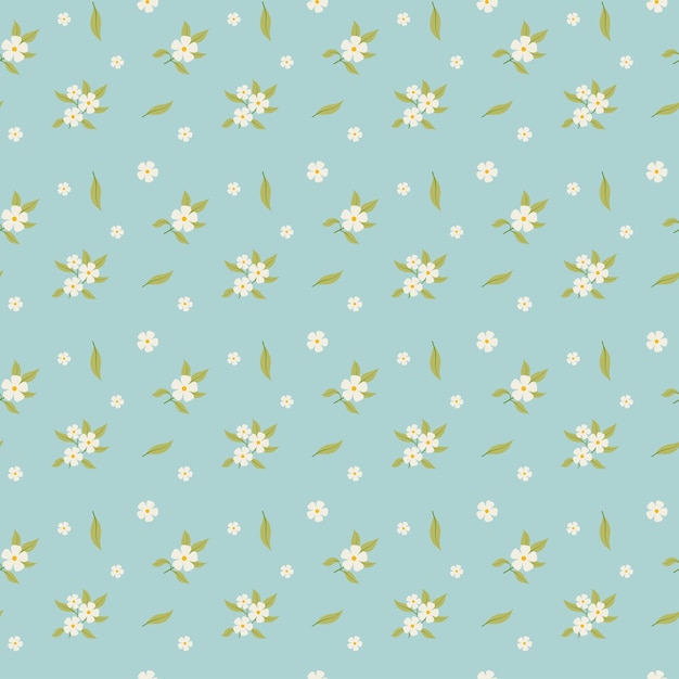 Floral seamless pattern in small Blossom twig Spring background Vector illustration