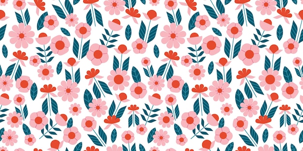 Floral seamless pattern with abstract flowers in scandinavian style vector design for fabric