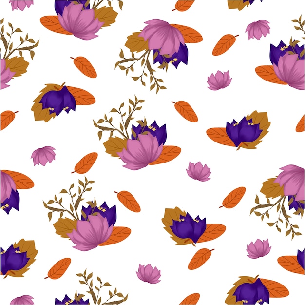 Floral Seamless Pattern with Autumn Flowers