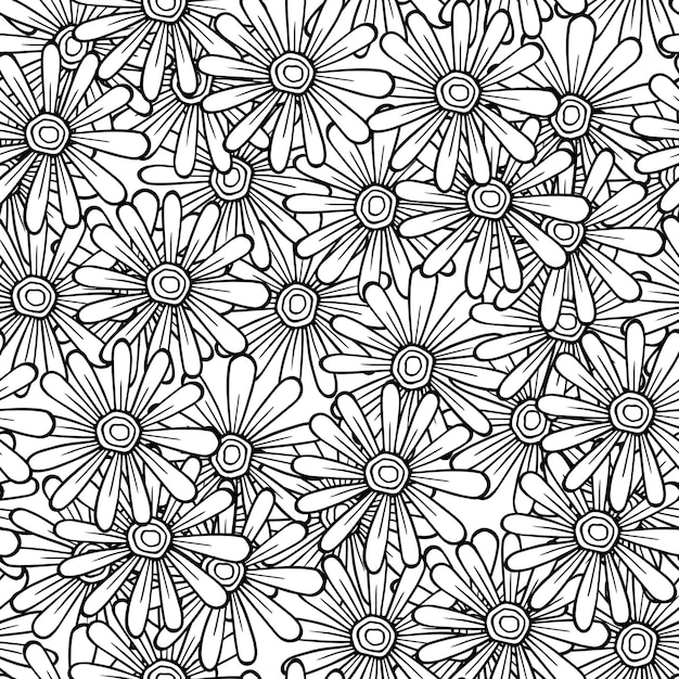 Floral seamless pattern with daisies flowers. Vector background.