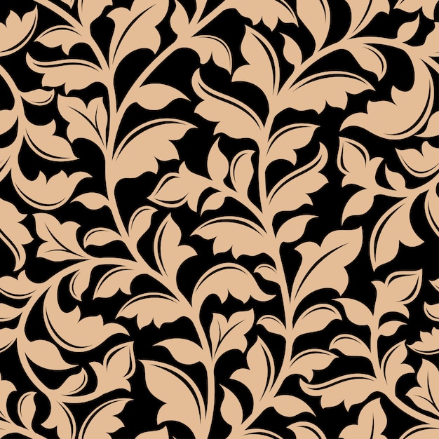 Floral seamless pattern with flourish elements