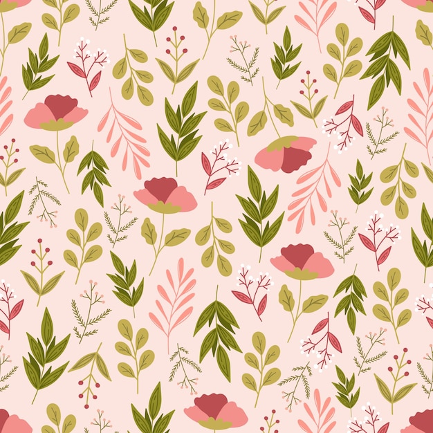 Floral seamless pattern with flowers  and leaves