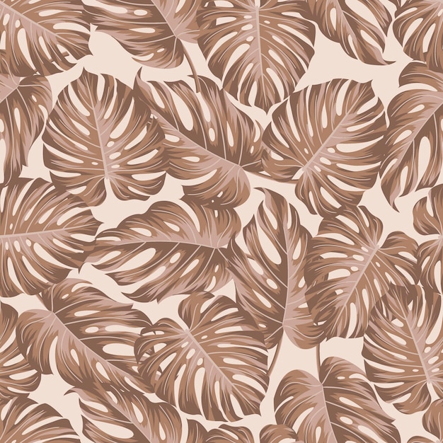 Floral seamless pattern with leaves tropical background