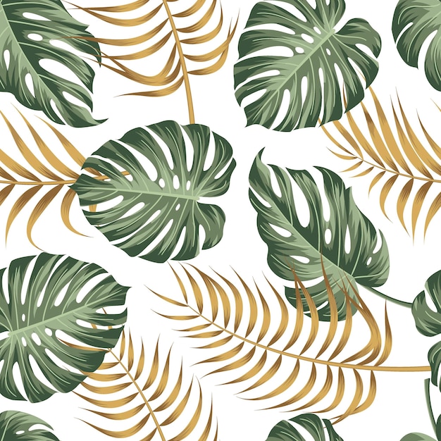 Floral seamless pattern with leaves tropical background