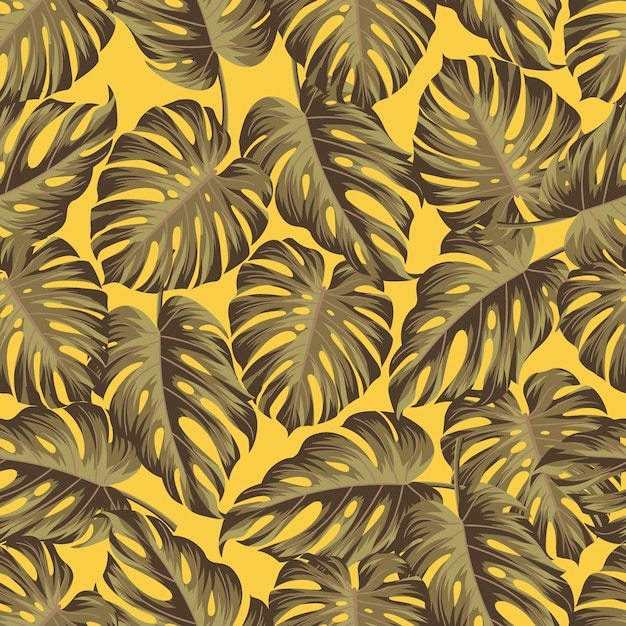 Floral seamless pattern with leaves tropical background