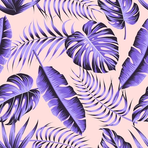 Floral seamless pattern with leaves tropical background