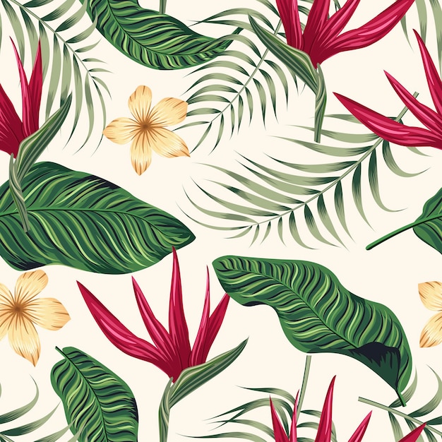 Floral seamless pattern with leaves. tropical background