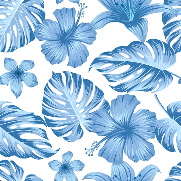 Floral seamless pattern with leaves. tropical background