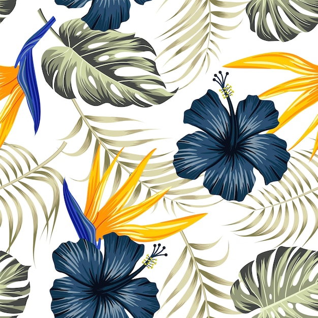 Floral seamless pattern with leaves. tropical background