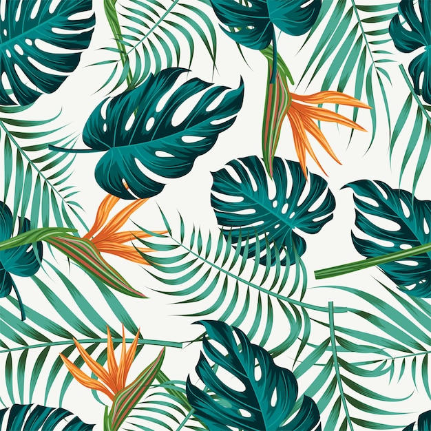 Floral seamless pattern with leaves