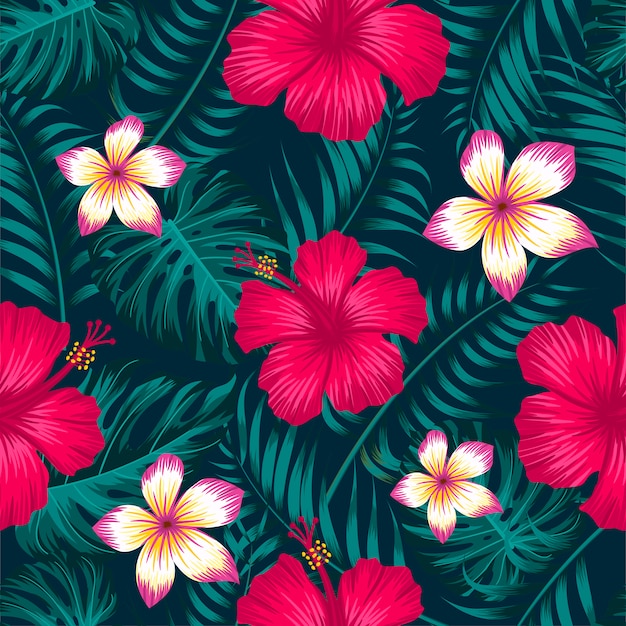 Floral seamless pattern with leaves