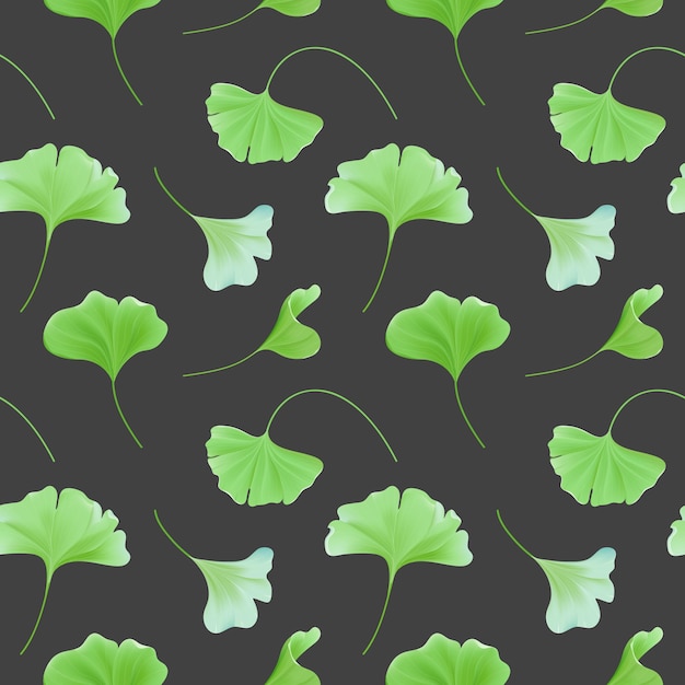 Floral seamless pattern with realistic japanese gingko biloba leaves, vintage pastel green texture for design, fabric print, wallpaper in vector